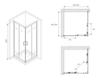 Душевой уголок ABBER Schwarzer Diamant AG02100B5