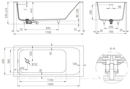 Ванна из искусственного камня ORLANDO_KIT 170х70,102111G