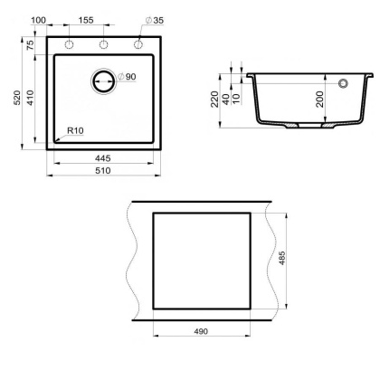 Мойка кухонная Point Арбель 51 PN3001B, черный Мойка кухонная Point Арбель 51 PN3001B, черный