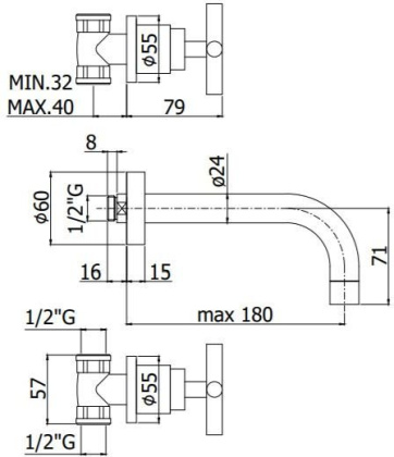 Смеситель для раковины Paffoni Quattro QTV003CR (с внутренней частью) хром