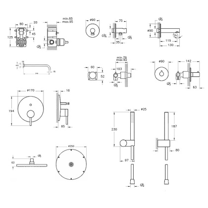Набор встроенной душевой системы Origin на 3 направления, медь (верхняя лейка, излив, ручной душ, смеситель встроенный внешняя и внутренняя часть) Набор встроенной душевой системы Origin на 3 направления, медь (верхняя лейка, излив, ручной душ, смеситель встроенный внешняя и внутренняя часть)