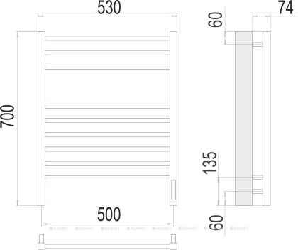 Полотенцесушитель Terminus Сицилия П9 500х700 электро