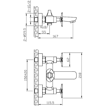 Смеситель для ванны/душа Agger Love A1010000