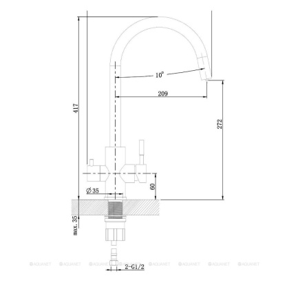 Смеситель для кухни Agger Zest A0700744 с каналом питьевой воды, матовый черный