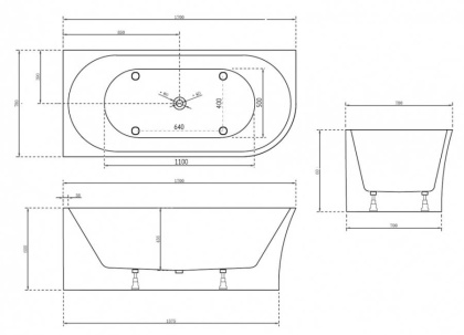 Акриловая ванна Abber 170х78 AB9257-1.7 L