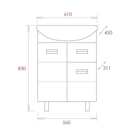 Тумба Onika Балтика 60 напольная, белая, с ящиком (ум. Балтика 60) Тумба Onika Балтика 60 напольная, белая, с ящиком (ум. Балтика 60)