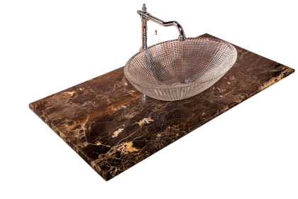 Столешница мрамор 101см Emperador Dark для раковин хрусталь, LV204 Столешница мрамор 101см Emperador Dark для раковин хрусталь, LV204