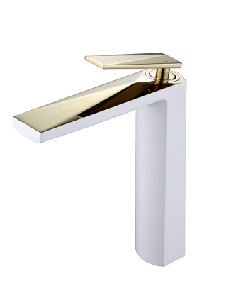 Смеситель для умывальника высокий VENTURO белый + золото Смеситель для умывальника высокий VENTURO белый + золото