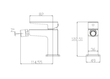 Смеситель для биде OMNIRES PARMA PM7421IN с донным клапаном (инокс)