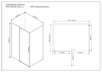 Душевой уголок Slim VPR-2SL9012CL-L, 1200*900, хром, стекло прозрачное, левый Душевой уголок Slim VPR-2SL9012CL-L, 1200*900, хром, стекло прозрачное, левый