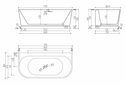 Акриловая ванна Abber 170х80 AB9276