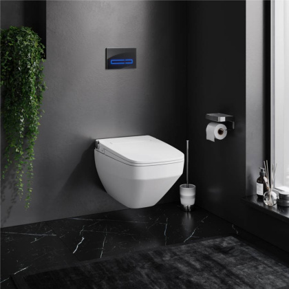 IS450A38.CCC50A Инст с клавишей Touchless Pro стекло, черн. с подвесным унитазом Inspire V2.0 FlashClean с эл биде