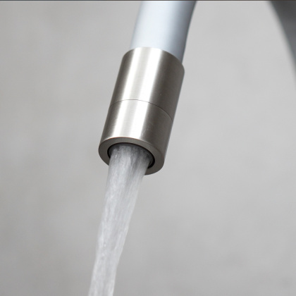 Смеситель для кухни с гибким изливом, с подключением к фильтру питьевой воды, латунь/никель/серебро