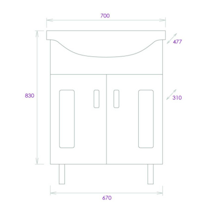 Тумба Onika Кристалл 70 напольная, белая (ум. Erica 70) Тумба Onika Кристалл 70 напольная, белая (ум. Erica 70)