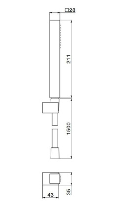 Ручной душ FUTURA с держателем для лейки и шлангом, без выхода для подачи воды, хром