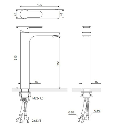 Смеситель для умывальника EXCELLENT Oxalia AREX.9002CR (хром)