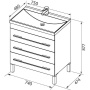 Тумба с раковиной Aquanet Верона 75 белый (напольная 3 ящика)