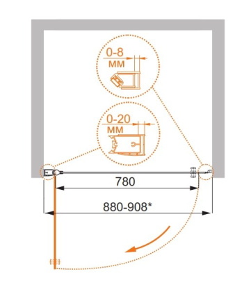 ELENA-W-B-1-60-C-Cr Душевая дверь