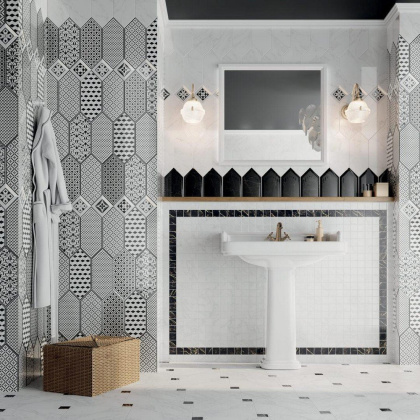 Декор 3 HGD\A482\35006 Келуш Черный/Белый (34см*14см*6,9мм) (10шт/0,476м2) Орнамент, шт