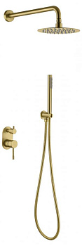 Смеситель встроенный + верхний+ ручной душ, Uno. Matt Gold Смеситель встроенный + верхний+ ручной душ, Uno. Matt Gold