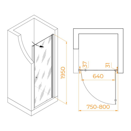 Душевая дверь Dolphin TN-03B, RGW 54930308-14
