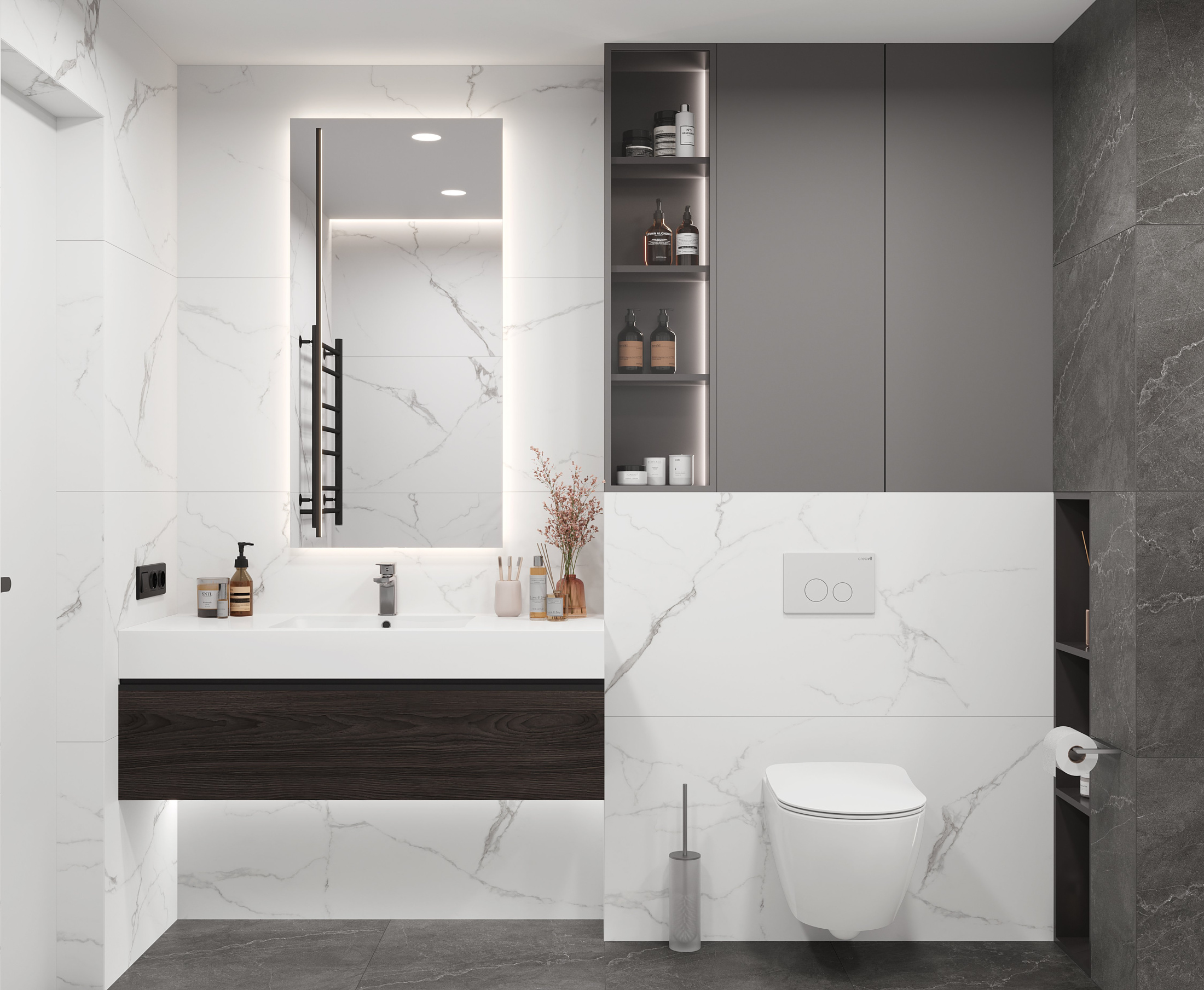 Mars Grey Керамогранит белый 60x60 Матовый Карвинг