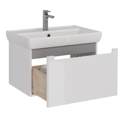 Тумба Lemark BUNO MINI 70см под 1 раковину, подвесная,1 ящик, цвет корпуса, фасада: Белый глянец Тумба Lemark BUNO MINI 70см под 1 раковину, подвесная,1 ящик, цвет корпуса, фасада: Белый глянец