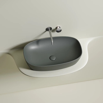 Умывальник чаша накладная овальная (цвет Антрацит Матовый) Element 600*380*138мм