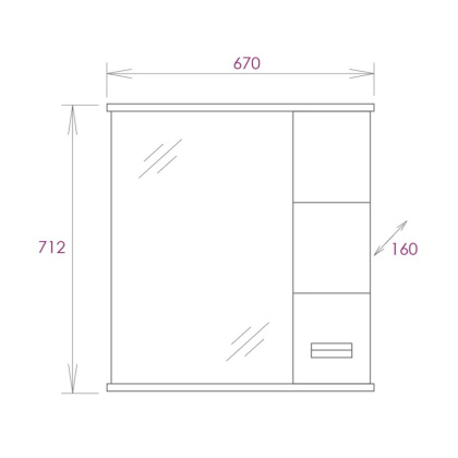 Шкаф-зеркало Onika Балтика 67 белый, правый, с подсветкой