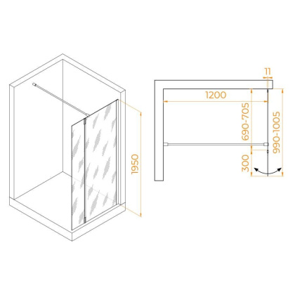 Душевая перегородка RGW WA-051 (WA-010 + Z-071), 351005173-11