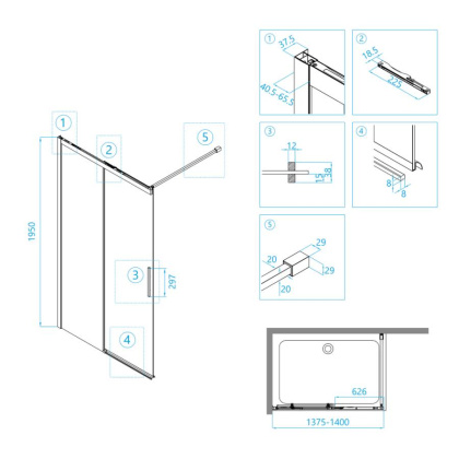 Душевая перегородка RGW Walk In WA-13 140 34101314-11 профиль Хром стекло прозрачное