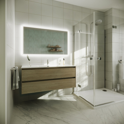 Тумба подвесная SANCOS Cento 1190х450х500, c двумя ящиками оснащенными доводчиками, карпатская ель, арт. CN120-1KE