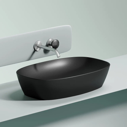Умывальник чаша накладная овальная (цвет Черный Матовый) Element 600*380*138мм