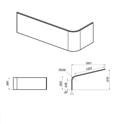 W72A-160U100W-P2 фронтальная панель для ванны spirit, универсальная