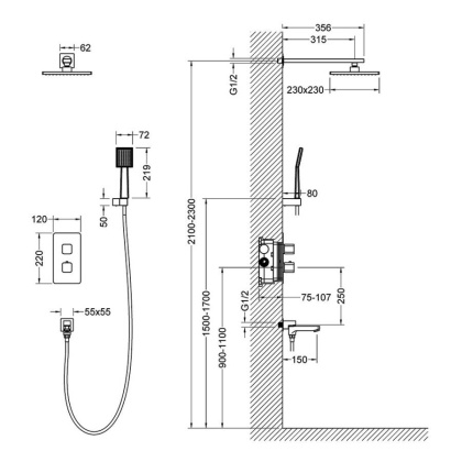 Душевая система Timo Petruma SX-5049/17SM скрытого монтажа с термостатом, золото матовое Душевая система Timo Petruma SX-5049/17SM скрытого монтажа с термостатом, золото матовое