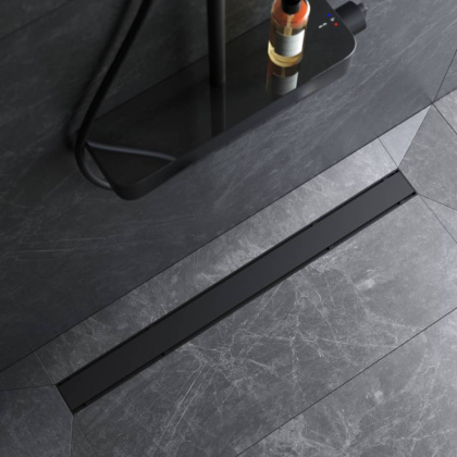 W02SC-U11-090-04BM PrimeFlow Трап для душа линейный универс затвор Tile 90см цвет черн мат