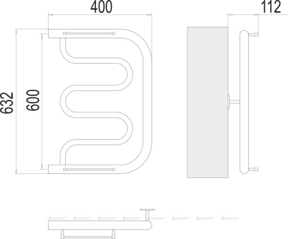 Полотенцесушитель Terminus Фокстрот (1")600х400