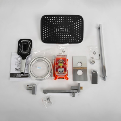 DUE Душевой комплект встраиваемый с изливом (смеситель встраиваемый, верхний душ, ручной душ со шлангом, штуцер с держателем), хром DUE-VDSET-CRM DUE Душевой комплект встраиваемый с изливом (смеситель встраиваемый, верхний душ, ручной душ со шлангом, штуцер с держателем), хром DUE-VDSET-CRM