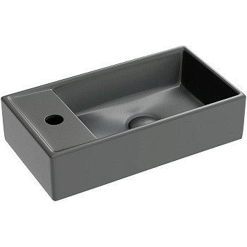 Умывальник подвесной прямоугольный (чаша справа, отверстие под смеситель слева) цвет темный антрацит матовый Element 407*217*100