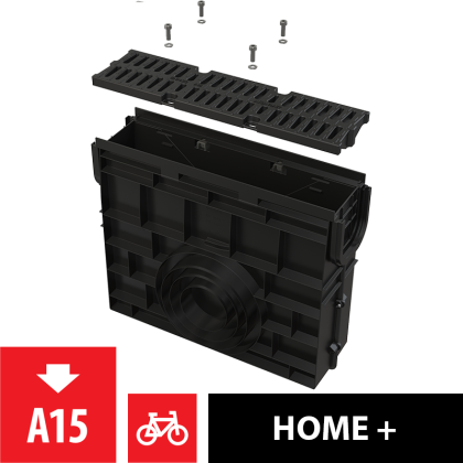 Пескоуловитель для дренажного канала AVZ104 с пластиковой рамой и пластиковой решеткой А15