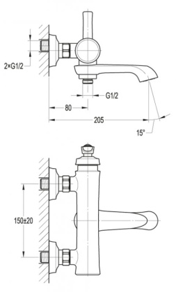 LIBERTY-F-VD-01 Смеситель для ванны и душа Цвет Хром 