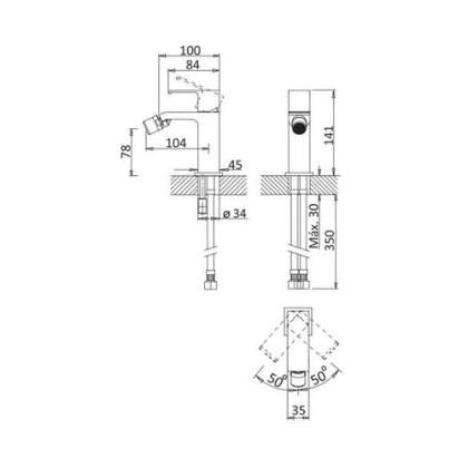 PORTA-BS1-SS Смеситель на биде однорычажный, с донным клапаном, исполнение sunset