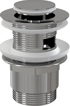 Донный клапан сифона для умывальника CLICK/CLACK 5/4", цельнометаллический с переливом и малой заглушкой Донный клапан сифона для умывальника CLICK/CLACK 5/4", цельнометаллический с переливом и малой заглушкой