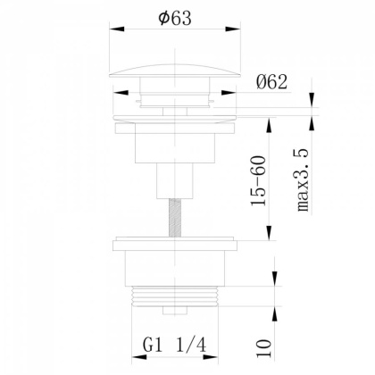 Донный клапан ABBER AF0011 без перелива, клик-клак, хром Донный клапан ABBER AF0011 без перелива, клик-клак, хром