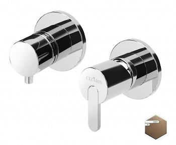 LEAF-VDIM3-D-L-SS Встраиваемый смеситель для ванны и душа с переключателем на 3 выхода, в комплекте с ручным душем, исполнение Sunset