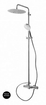 LEAF-CVDA-30-L-NOP Душевая стойка телескопическая, с изливом с верхним и ручным душем, верхний душ диаметр 230 мм АБС пластик, исполнение Чёрный матовый LEAF-CVDA-30-L-NOP Душевая стойка телескопическая, с изливом с верхним и ручным душем, верхний душ диаметр 230 мм АБС пластик, исполнение Чёрный матовый