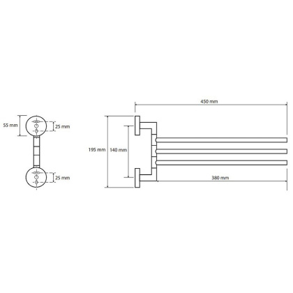 Тройной полотенцедержатель поворотный