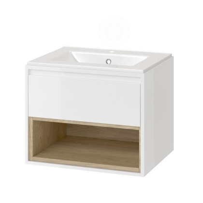 Тумба под раковину EXCELLENT Tuto 60 см (белый/дуб), 1 ящик Тумба под раковину EXCELLENT Tuto 60 см (белый/дуб), 1 ящик
