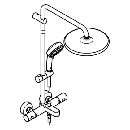 Душевая система поворотная с термостатом, с изливом Grohe Tempesta Cosmopolitan 250, хром / белый (26672000)