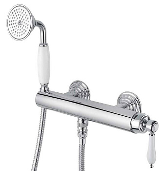 APHRODITE-DM-03/24-Bi Смеситель для душа однорычажный с ручным душем Исполнение: Золото 24 карат, Ручки: Белый  APHRODITE-DM-03/24-Bi Смеситель для душа однорычажный с ручным душем Исполнение: Золото 24 карат, Ручки: Белый